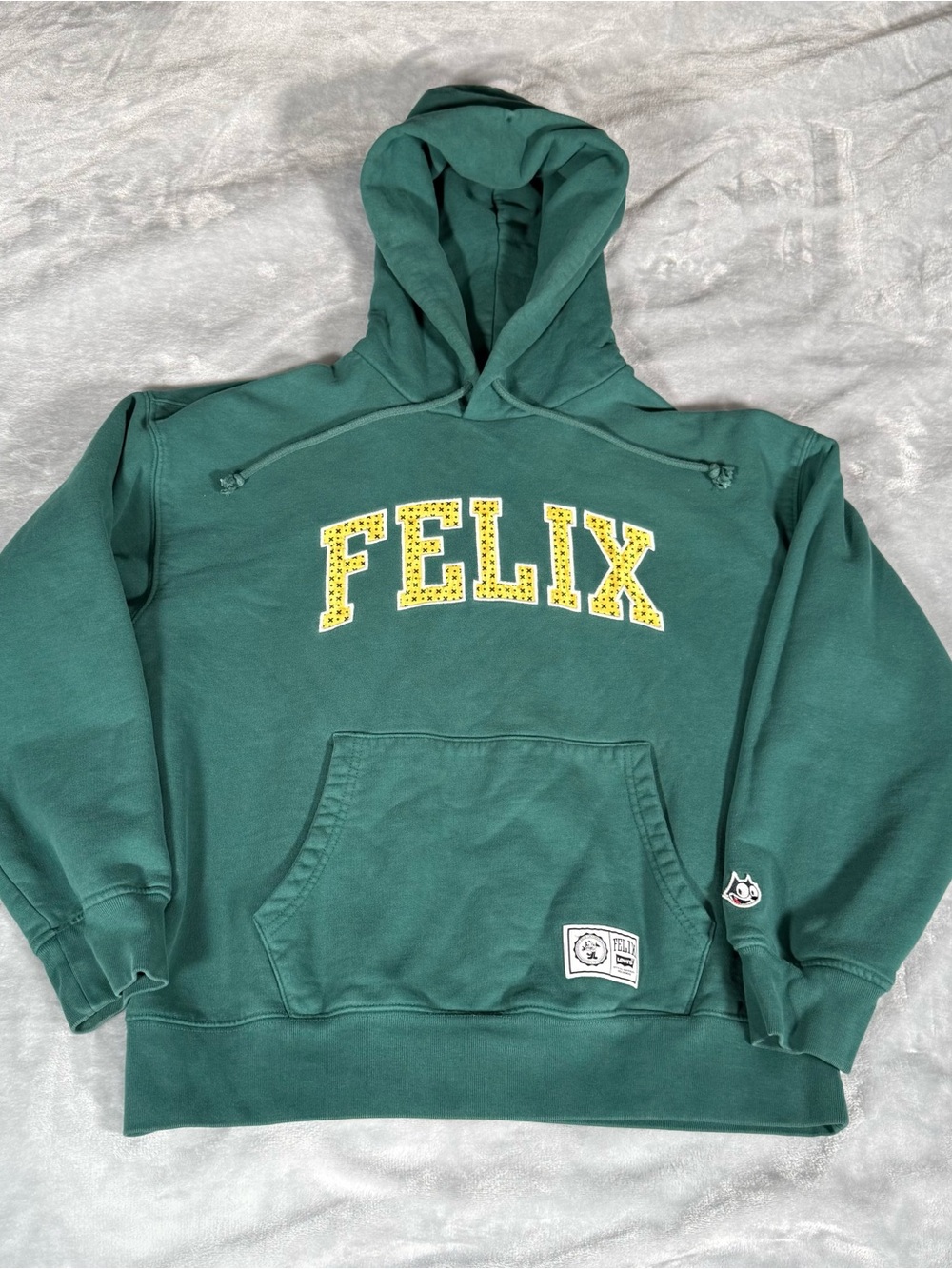 Levis x Felix The Cat Hoodie Mens Small Oversized Fit Washed Green